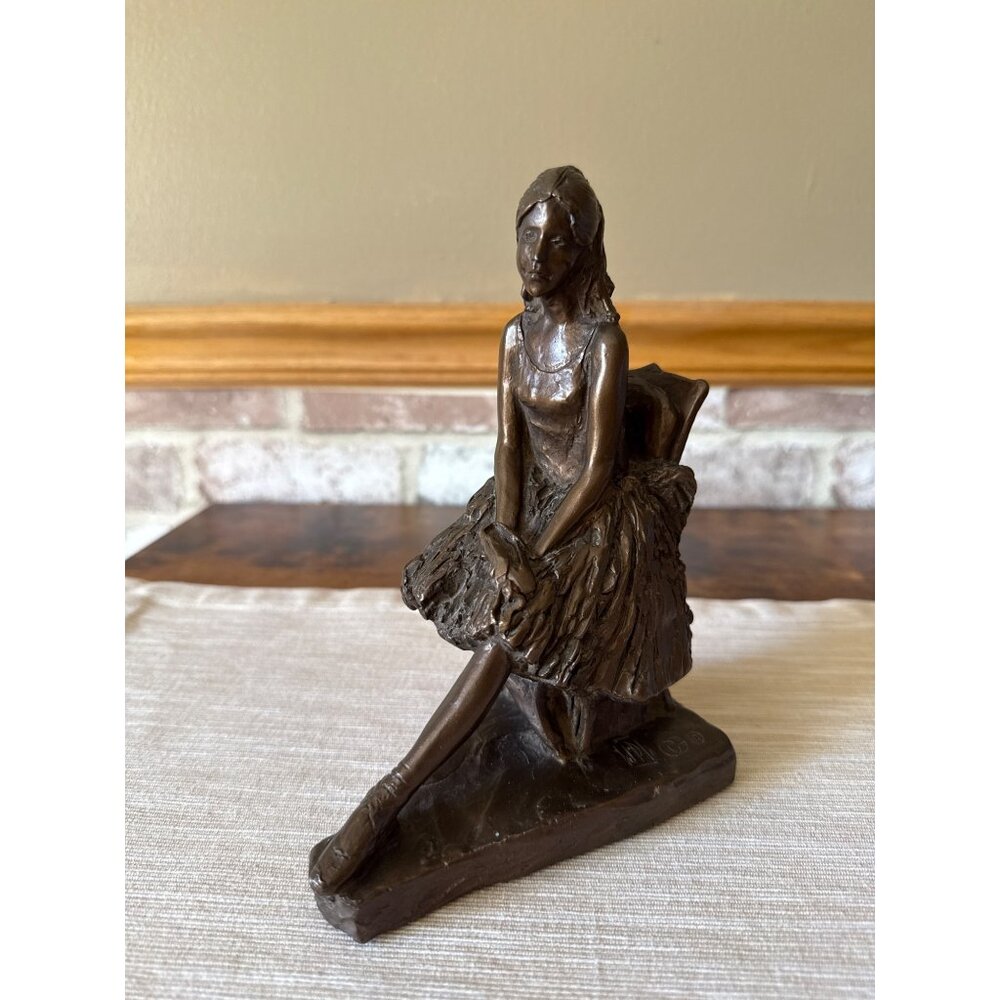 Seated Ballerina Figurine 1996 HP Signed Cold-Cast Bronze Finish – CG Mark